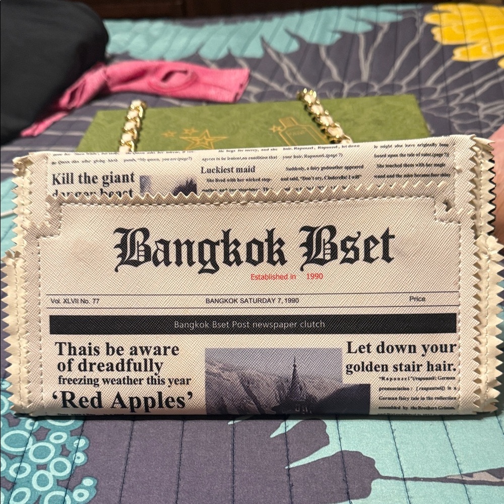 Newspaper Print Clutch